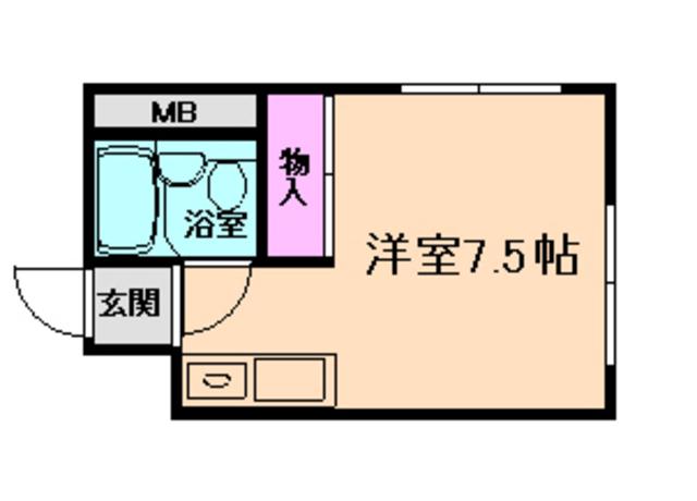 クレセル箕面(ワンルーム/1階)の間取り写真