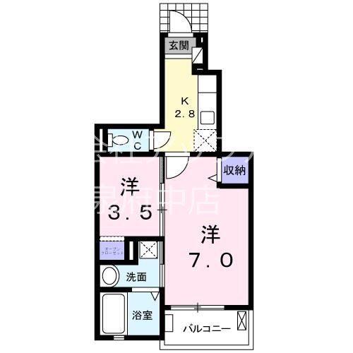 ラブリーゼ(2K/1階)の間取り写真