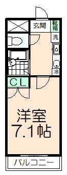ヒルズL・R(1K/4階)の間取り写真