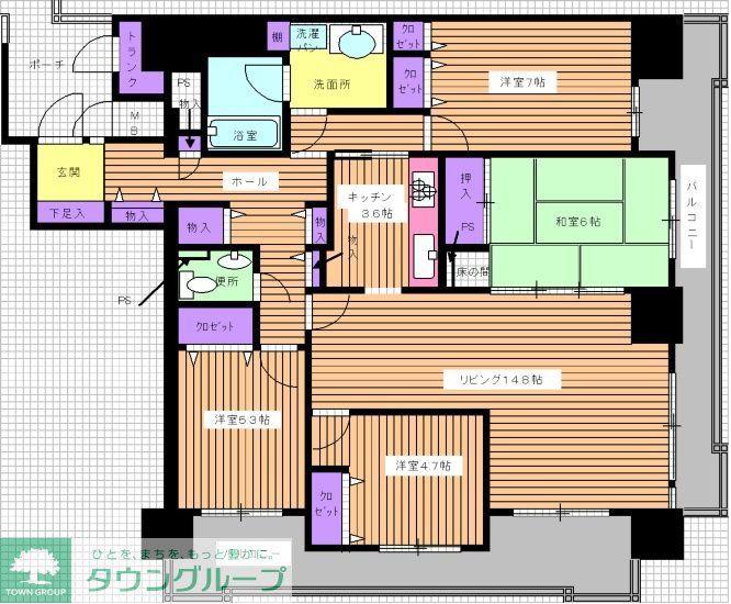 西福岡マリナタウンウェーブコースト2番館(4LDK/7階)の間取り写真