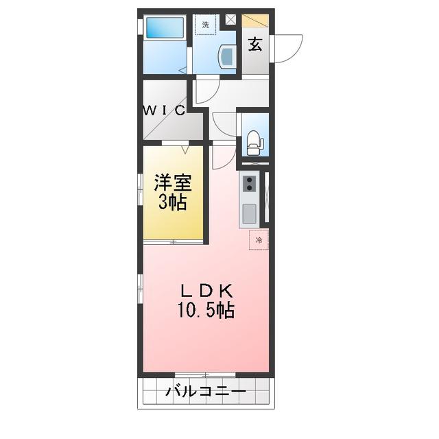 BELLE FLUER(1LDK/2階)の間取り写真