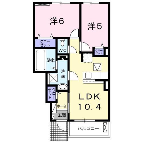 ハレ・コア(2LDK/1階)の間取り写真