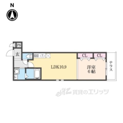 ハルミール忍ケ丘(1LDK/1階)の間取り写真