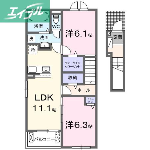 アルバータ セレーノ(2LDK/2階)の間取り写真