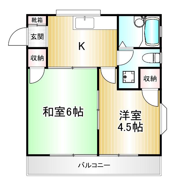 カーサ和弘(2K/2階)の間取り写真