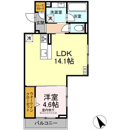 アムール・シェモア(1LDK/2階)の間取り写真