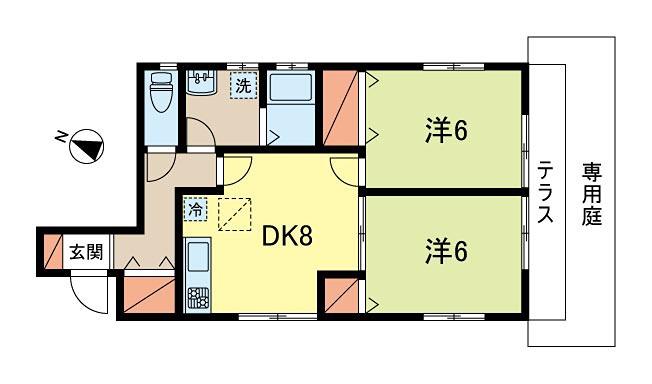 成田ホーム(2DK/1階)の間取り写真
