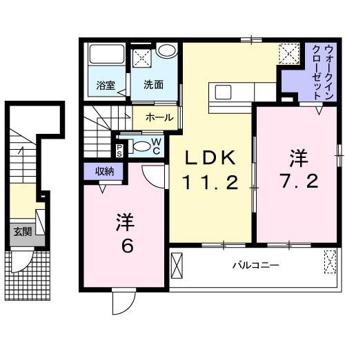 フェリーチェ(2LDK/2階)の間取り写真