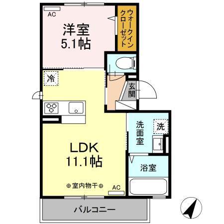 カンパーレGA(1LDK/2階)の間取り写真