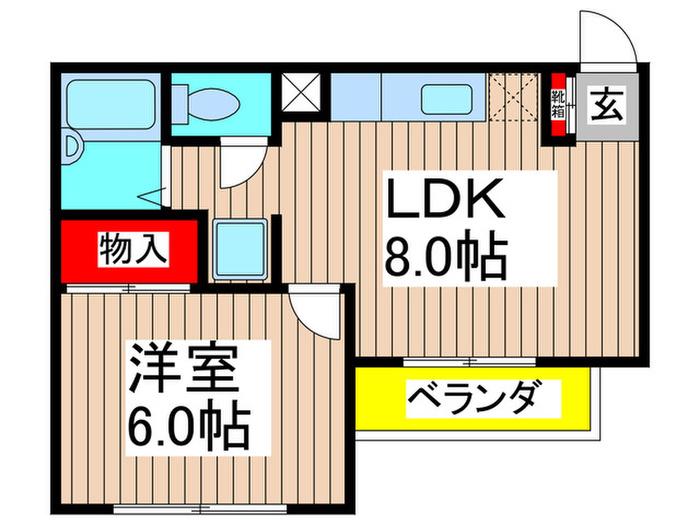 オネスティ船橋11番館(1LDK/2階)の間取り写真