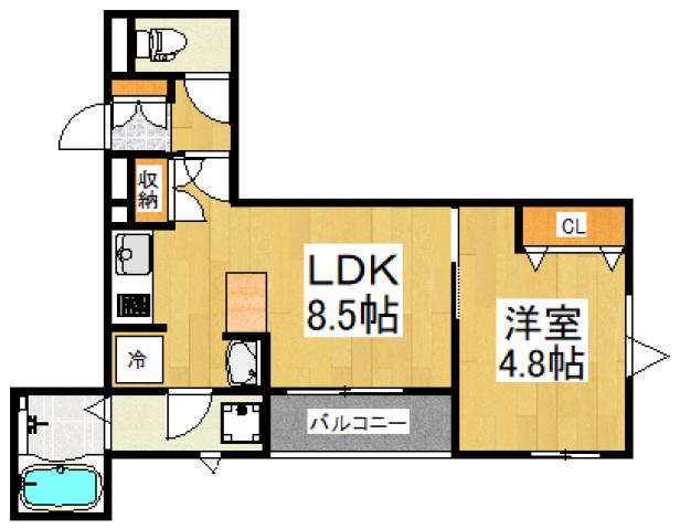 クレッシェンド20(1LDK/1階)の間取り写真