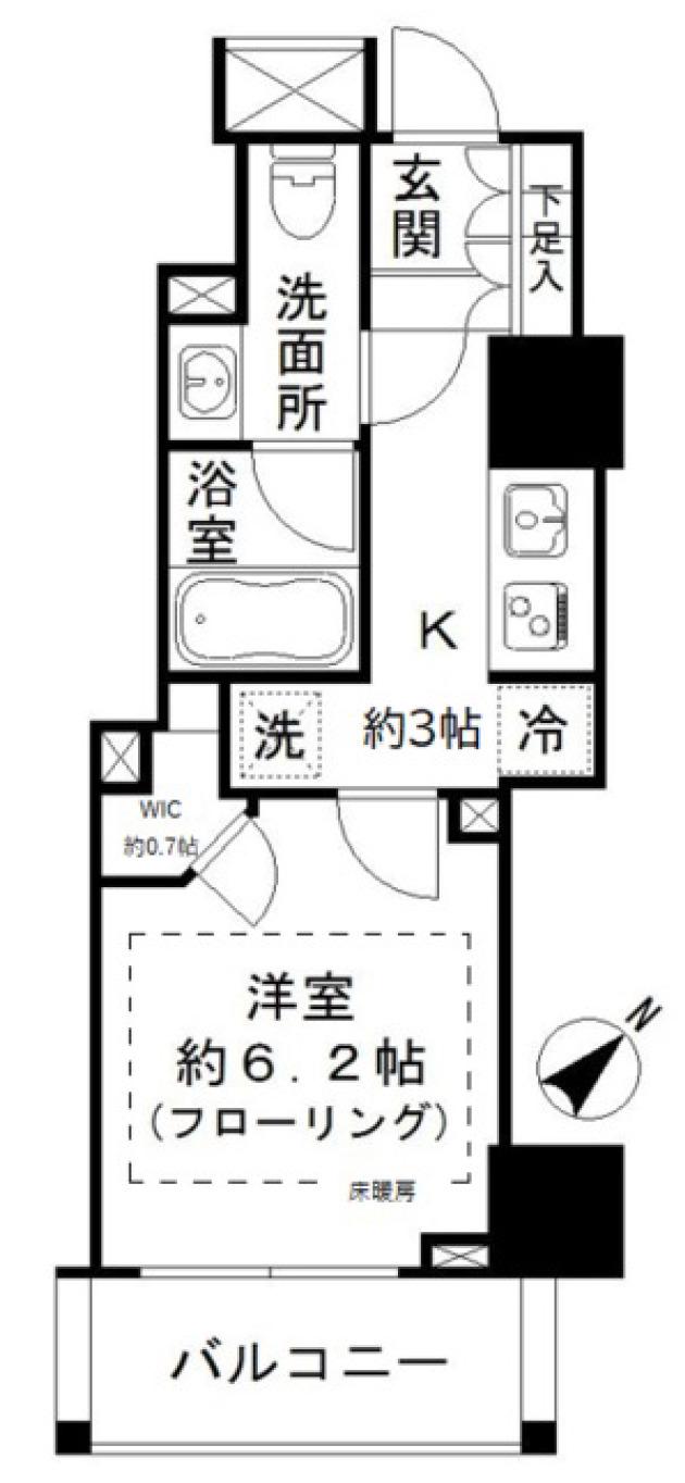 クレヴィアタワー池田山(1K/3階)の間取り写真