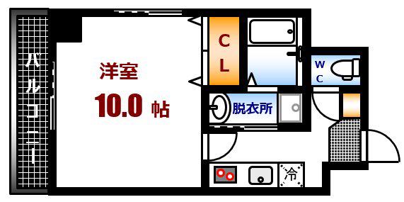 スーレナディ(1K/3階)の間取り写真