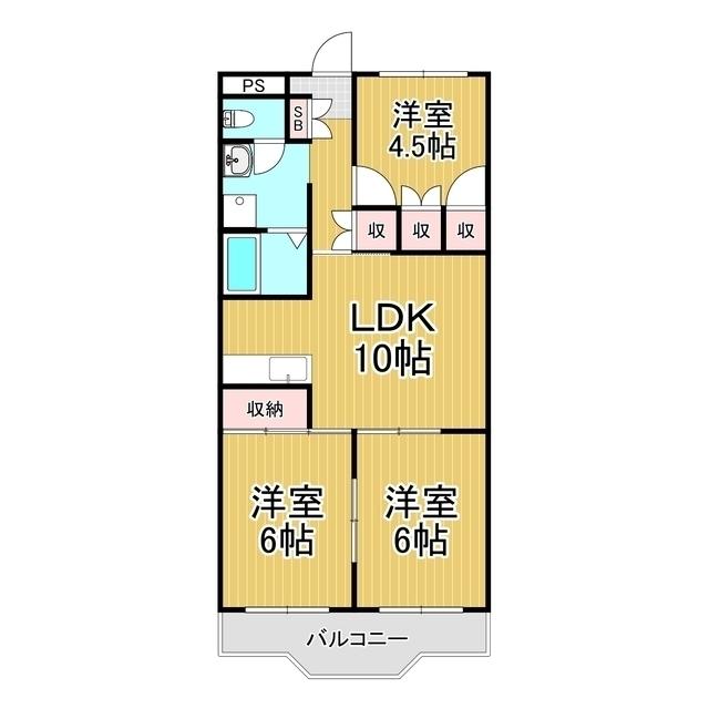 マンションリプル(3LDK/3階)の間取り写真