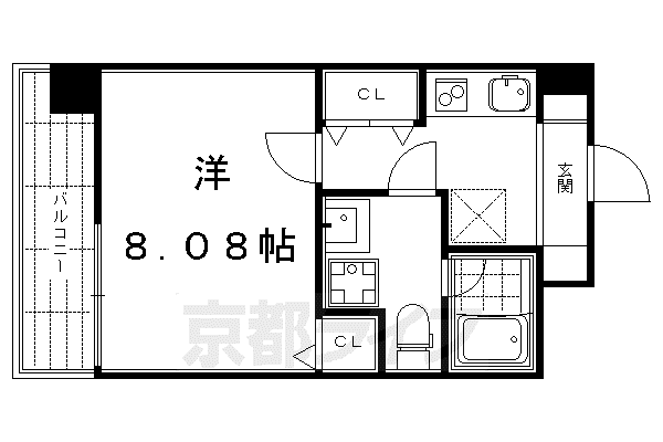 フォース二条城東(1K/2階)の間取り写真