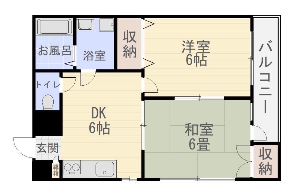 ファインビュー高麗(2DK/2階)の間取り写真