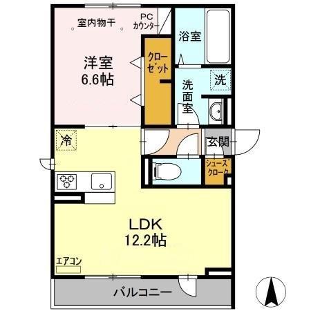 カーサ ドス(1LDK/3階)の間取り写真