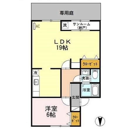 セジュールMS(1LDK/1階)の間取り写真
