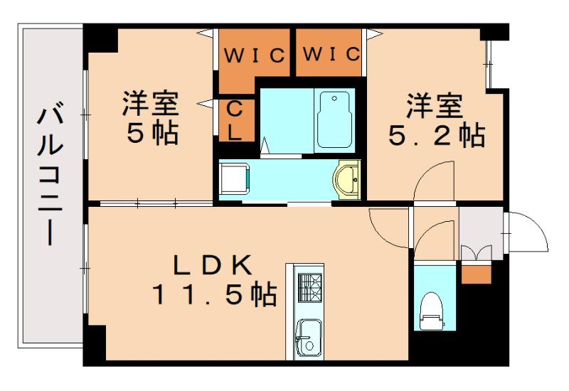 リエゾン東比恵(2LDK/8階)の間取り写真