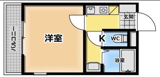 京都ハウジングコーポ西平山(1K/4階)の間取り写真