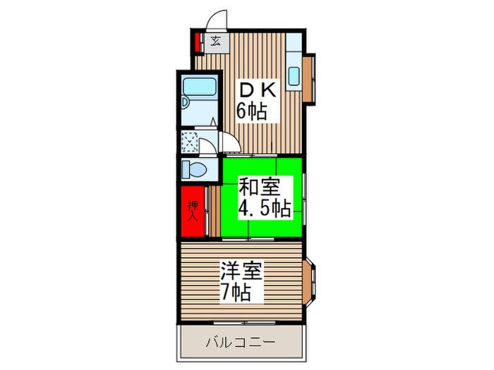 ロマリンダローズ(2DK/3階)の間取り写真