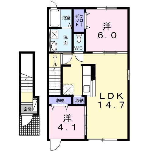 イースト ナンバーワン(2LDK/2階)の間取り写真