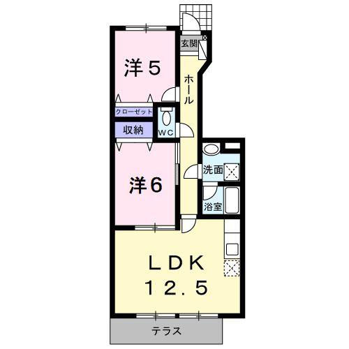 シャン・ド・フルールI番館(2LDK/1階)の間取り写真