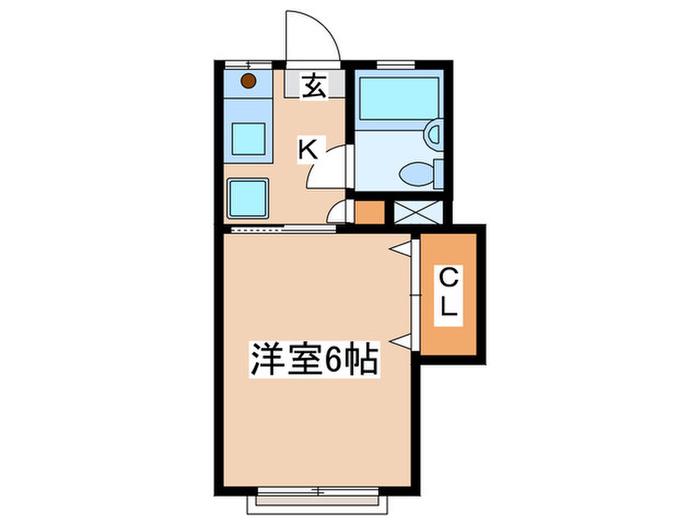 ふたばレジデンス(1K/2階)の間取り写真