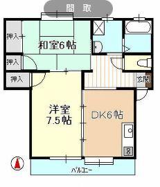 プチソフィアKAMO(2DK/1階)の間取り写真