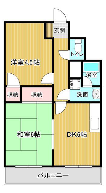 シーガル海老塚(2LDK/4階)の間取り写真