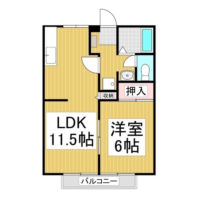 コーポグリーンビレッジ(1LDK/2階)の間取り写真