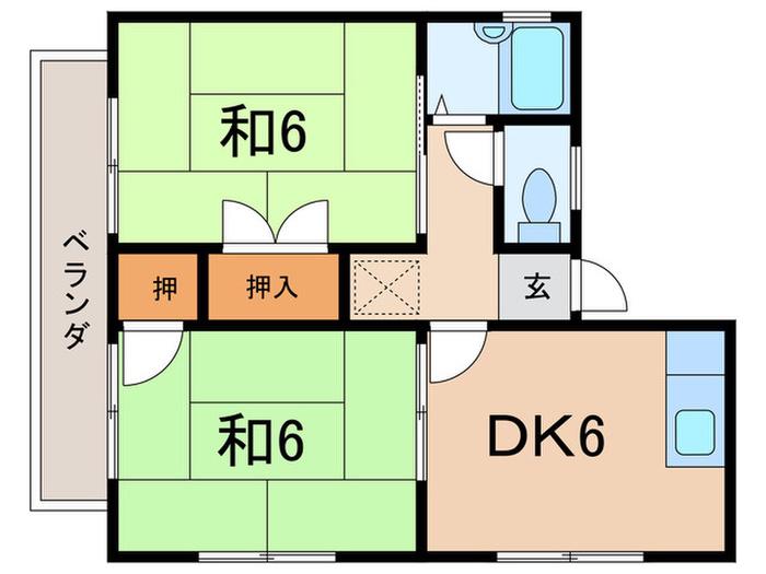 セジュール仁川(2DK/2階)の間取り写真