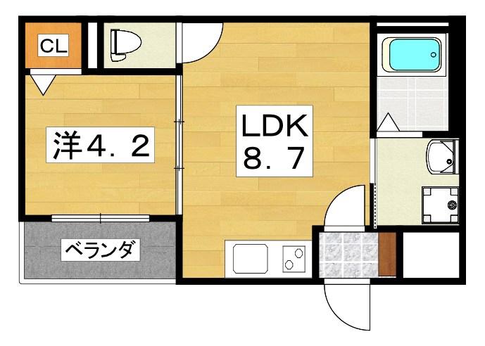 F ASECIA GRANDIR(1LDK/1階)の間取り写真
