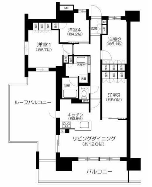 MJR深川住吉(4LDK/9階)の間取り写真