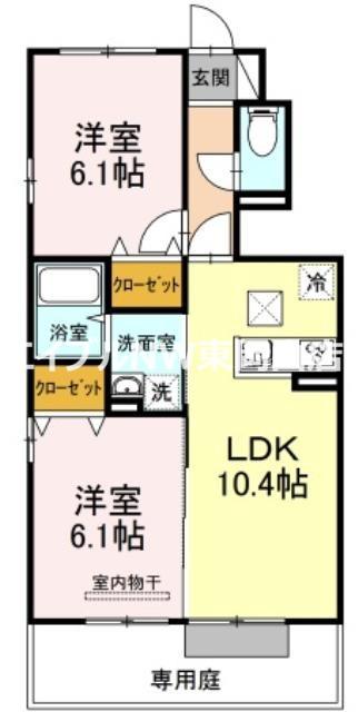 サザンクロス(2LDK/1階)の間取り写真