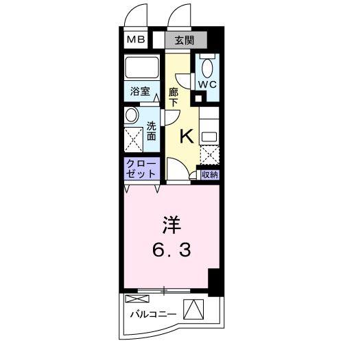 ケンオークニ(1K/2階)の間取り写真