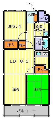 ベ・ハーゲンハイム城東(3LDK/3階)の間取り写真