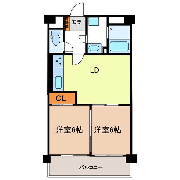 KAKUOZAN 358(2LDK/2階)の間取り写真