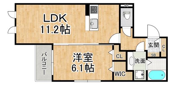レセンテ淀川(1LDK/1階)の間取り写真