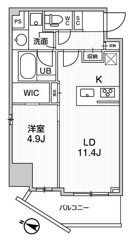 シーズンフラッツ押上(1LDK/9階)の間取り写真