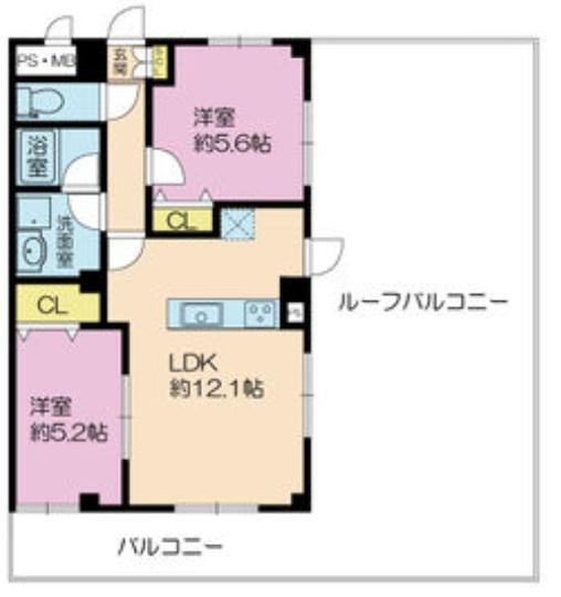 アーク美章園(2LDK/6階)の間取り写真