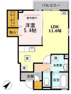 エレガンスI(1LDK/1階)の間取り写真