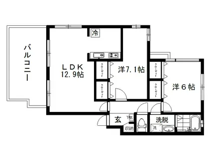 メゾンキューゼ(2LDK/1階)の間取り写真