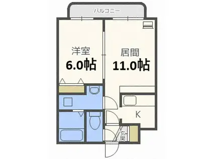 ティアラ大谷地I 旧サンコート大谷地(1LDK/2階)の間取り写真