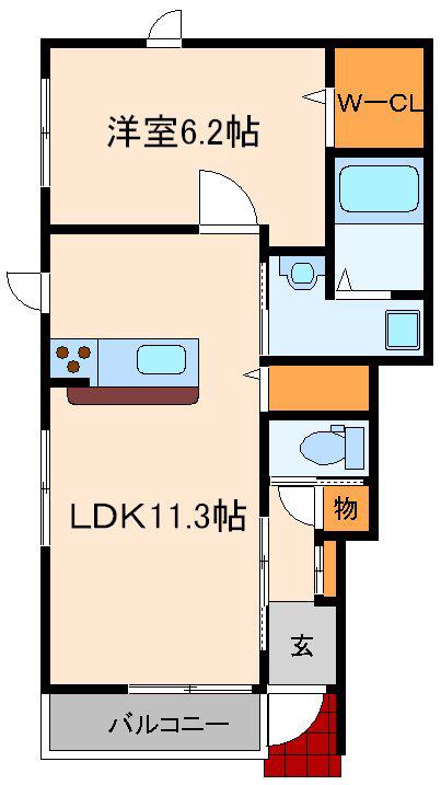 グリーンハイツ(1LDK/1階)の間取り写真