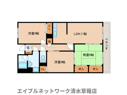 グランヒル(3LDK/1階)の間取り写真