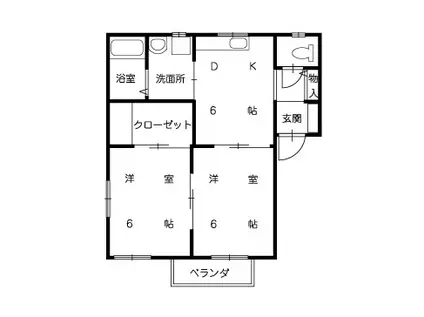 ディアス梅里(2DK/2階)の間取り写真