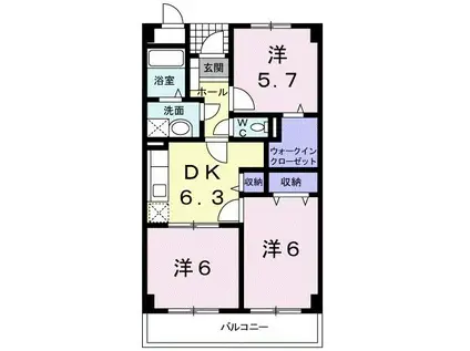 双藤マンション(3DK/3階)の間取り写真