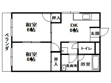 第1寿山ハイツ(2DK/2階)の間取り写真