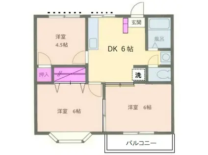 ファミール東海岸(3DK/2階)の間取り写真